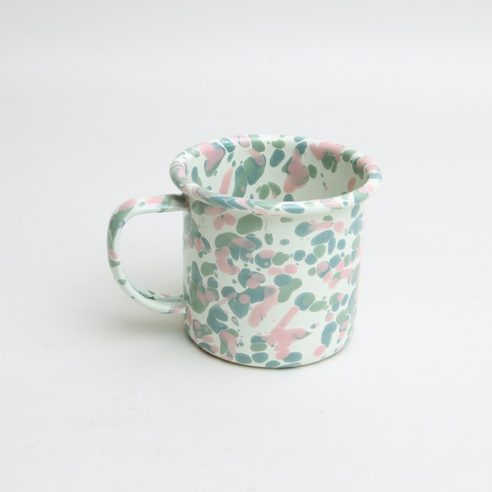 Enamel Splatterware Mug Sage/Hibiscus