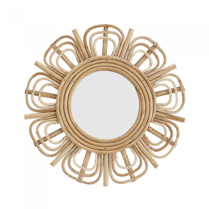 Madam Stoltz Round Bamboo Mirror