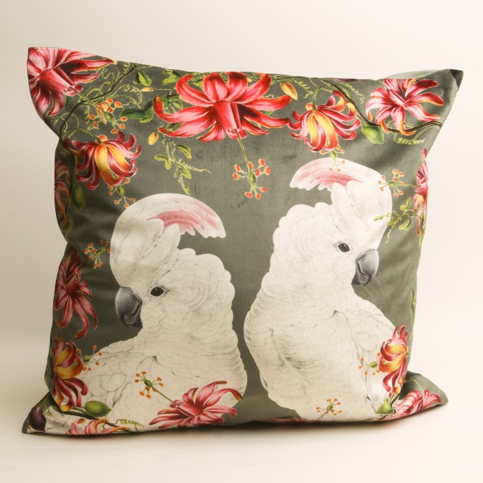 Vanilla Fly Velvet Cushion Twin Cockatiel