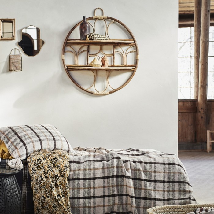 Madam Stoltz Round Bamboo Mirror