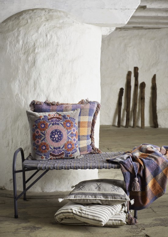 Madam Stoltz Recycled Checked Cotton Throw with Tassels