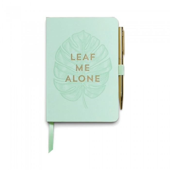 Vintage Sass Soft Notebook with Pen ' Leaf me Alone'
