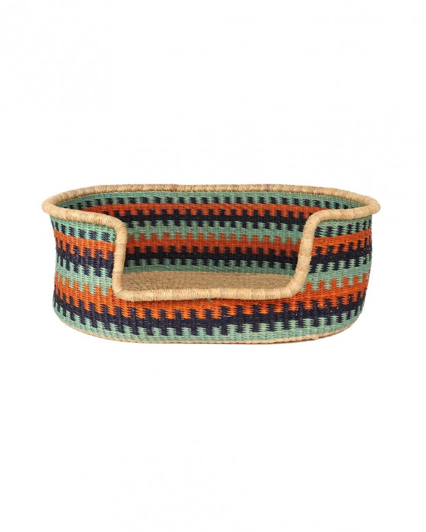 The Basket Room Biaso Pet Bed Medium, Navy/Teal/Orange