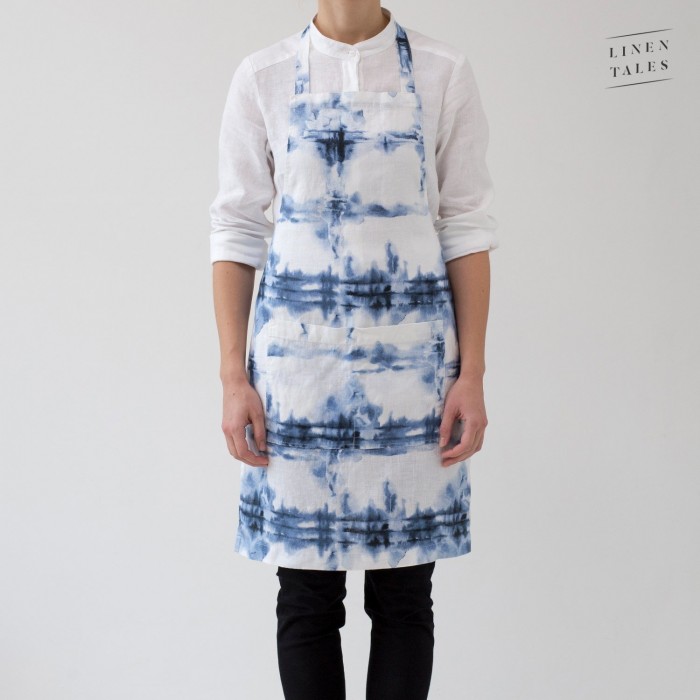 Linen Tales 'Daily' Apron Shibori Blue