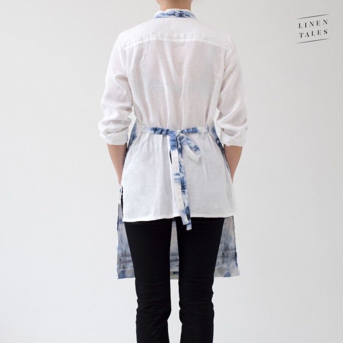 Linen Tales 'Daily' Apron Shibori Blue