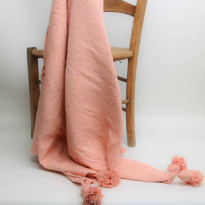 Handwoven Moroccan Blanket Coral