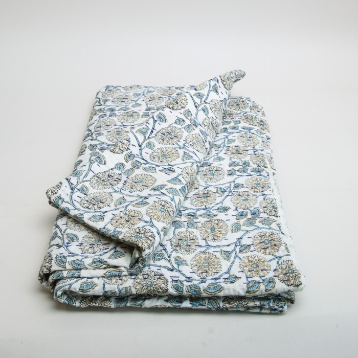 Claire Beaugrand - 'Flowers' Printed Cotton Bedspread