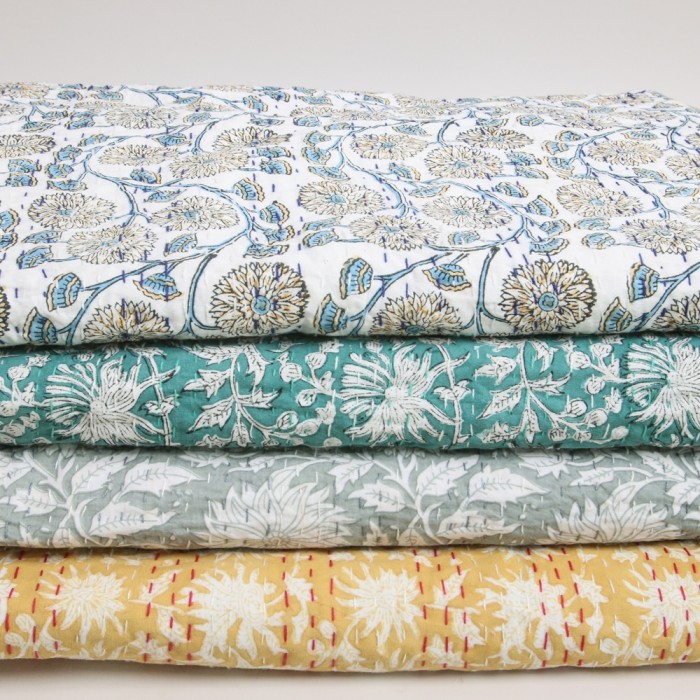 Claire Beaugrand - 'Yellow' Printed Cotton Bedspread