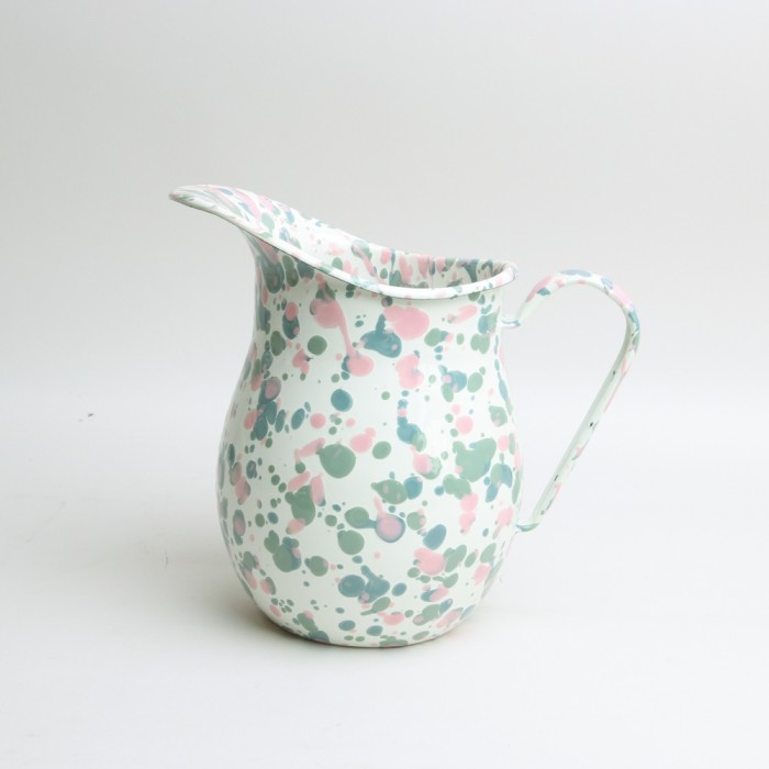 Enamel Splatterware Pitcher Sage/Hibiscus